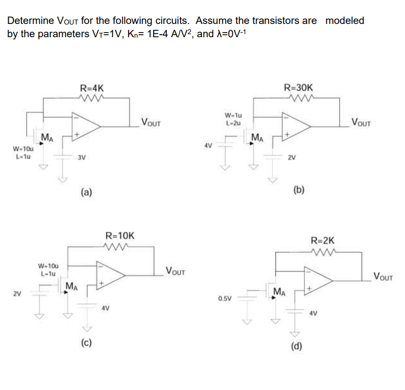 Solved Determine Vout For The Following Circuits. Assume The | Chegg.com