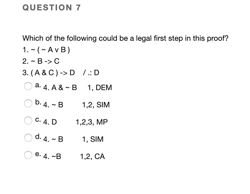 Solved QUESTION 7 Which Of The Following Could Be A Legal | Chegg.com ...