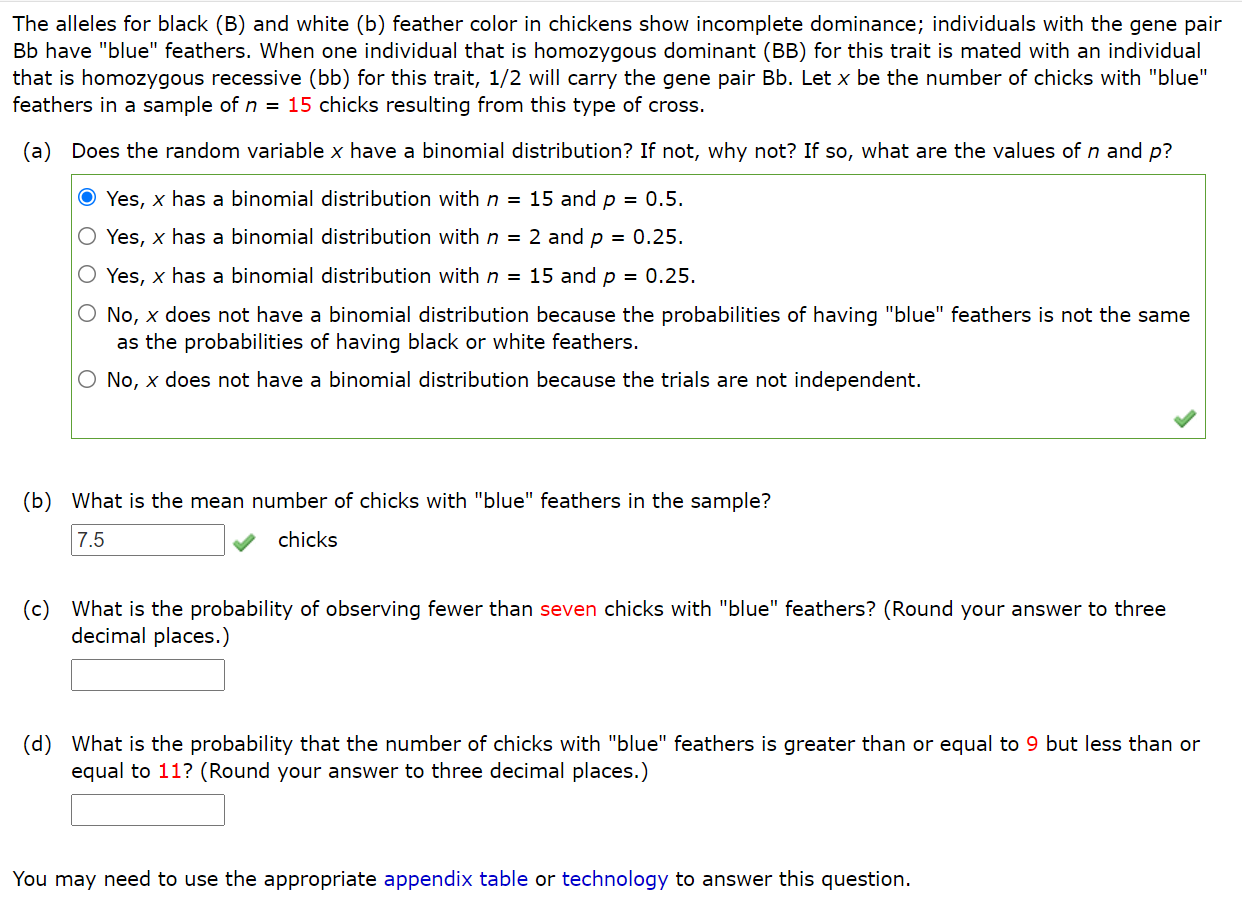 Solved The Alleles For Black (B) And White (b) Feather Color | Chegg.com