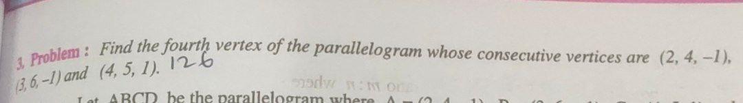 find the fourth vertex of a parallelogram 2 4 1