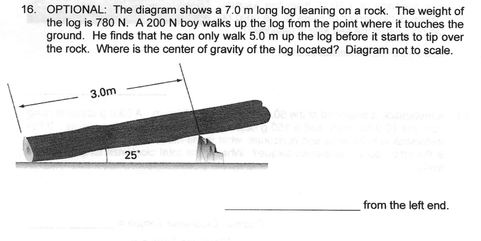 Solved 16. OPTIONAL: The diagram shows a 7.0 m long log | Chegg.com