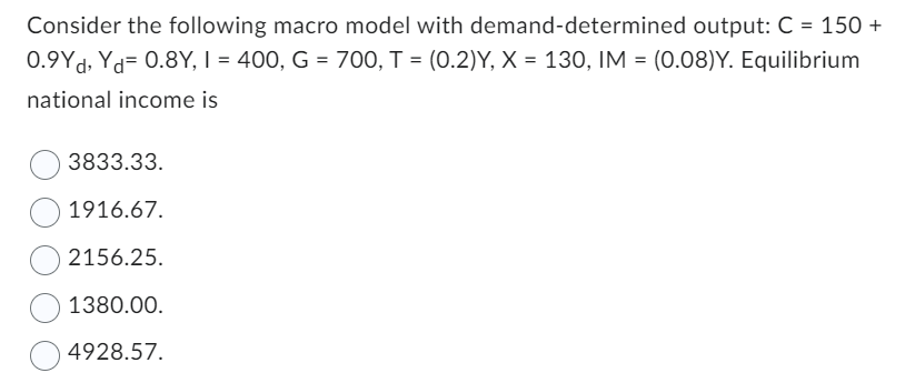 Solved Consider The Following Macro Model With | Chegg.com