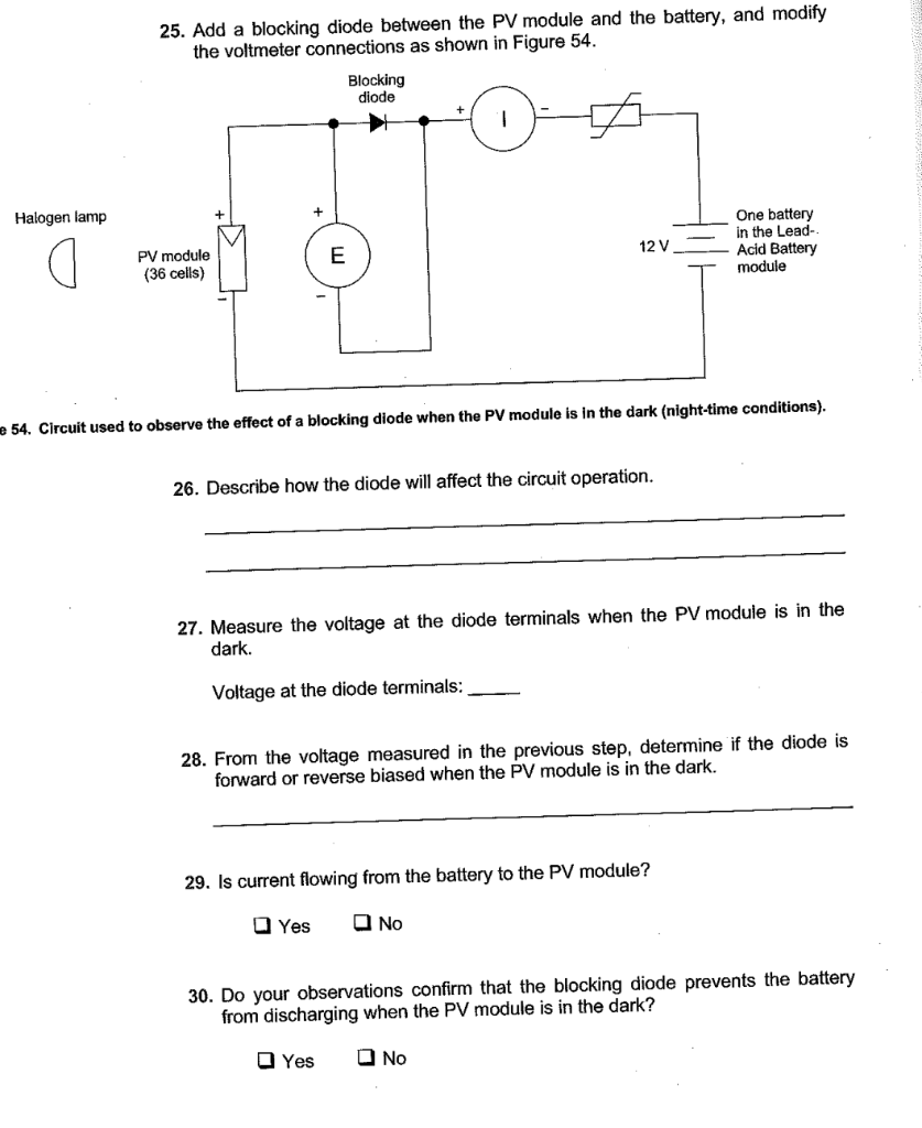 25 Add A Blocking Diode Between The Pv Module And Chegg Com