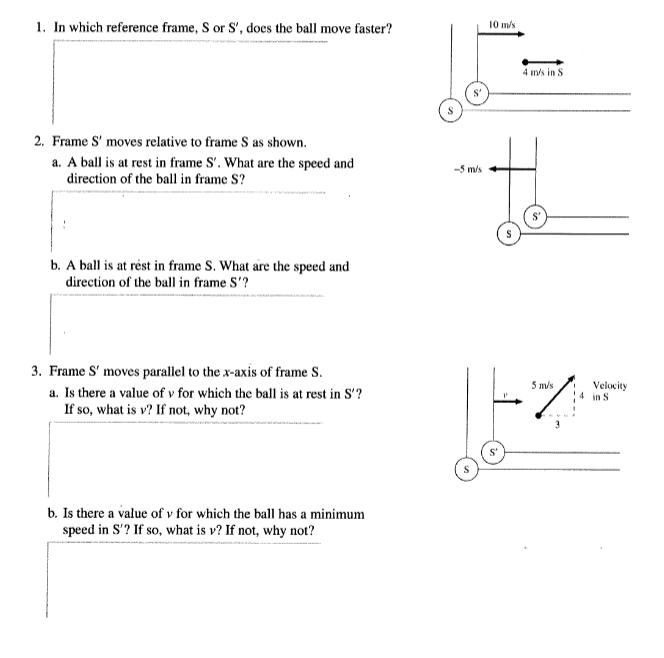 Solved 1. In which reference frame, Sor S', does the ball