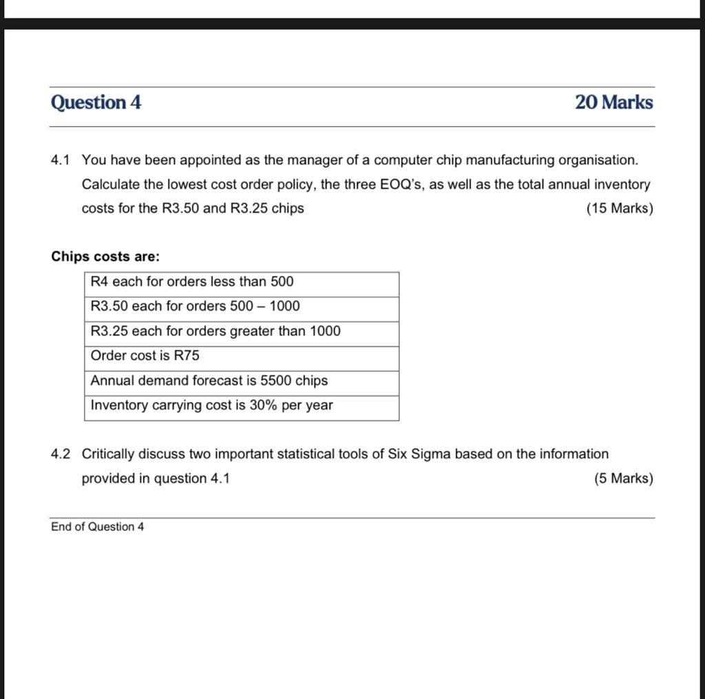 Solved 4.1 You Have Been Appointed As The Manager Of A | Chegg.com