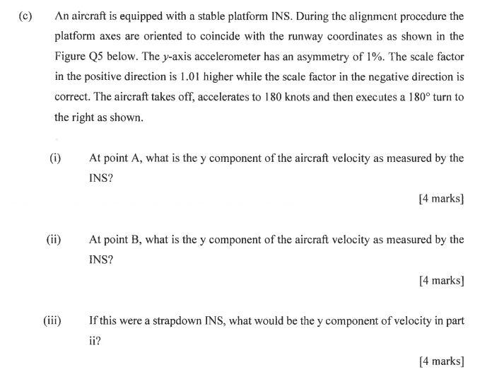 An aircraft is equipped with a stable platform INS. During the alignment procedure the
platform axes are oriented to coincide