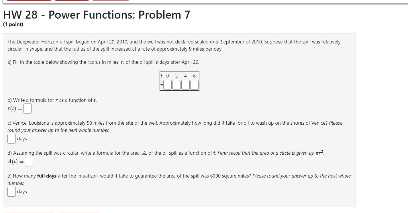 Solved The Deepwater Horizon oil spill began on April 20,