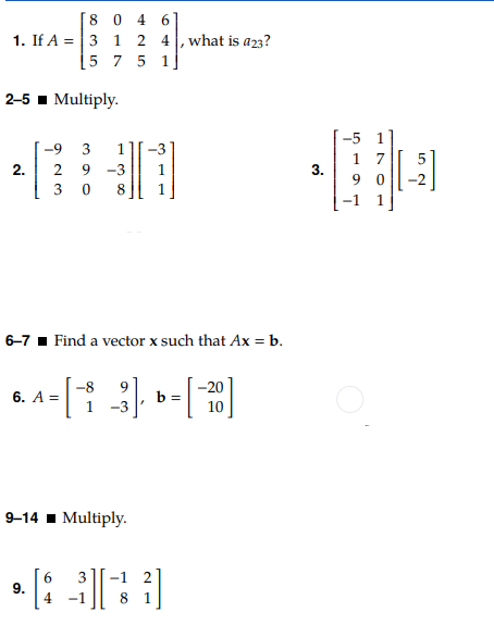 Solved 8 0 4 6 1 If A 3 1 2 4 What Is A 23 5 7 5 1 Chegg Com