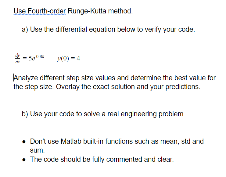 Solved Use Fourth-order Runge-Kutta Method. A) Use The | Chegg.com