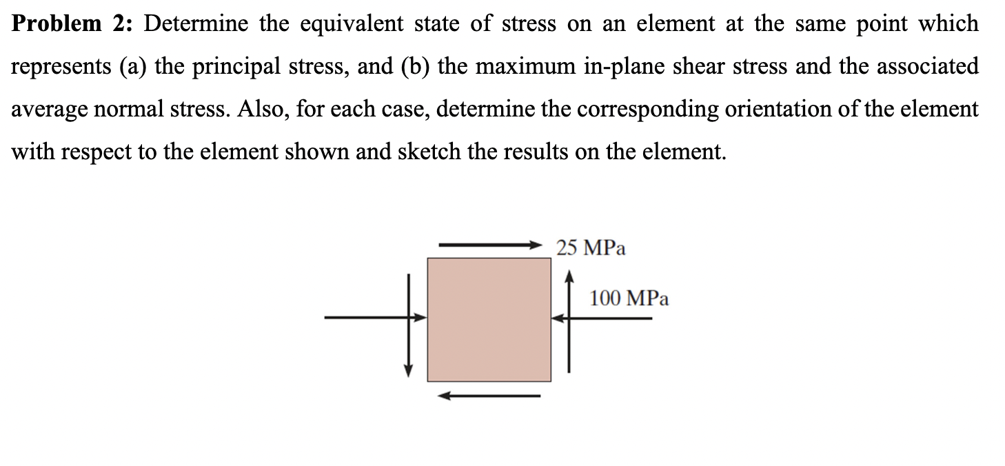 Solved Determine the equivalent state of stress on an | Chegg.com