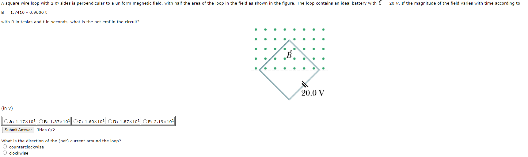Solved A square wire loop with 2 m sides is perpendicular to | Chegg.com