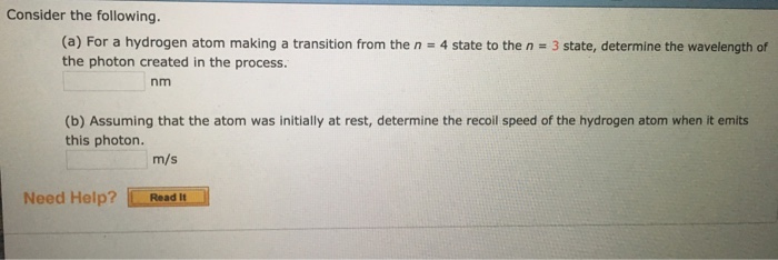 Solved Consider the following. (a) For a hydrogen atom | Chegg.com