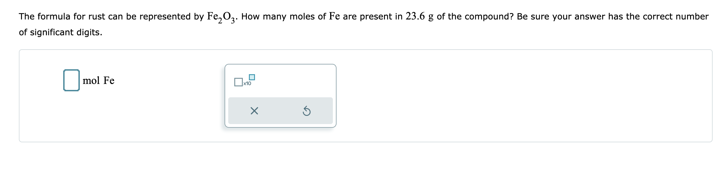 Solved The formula for rust can be represented by Fe2O3. How | Chegg.com