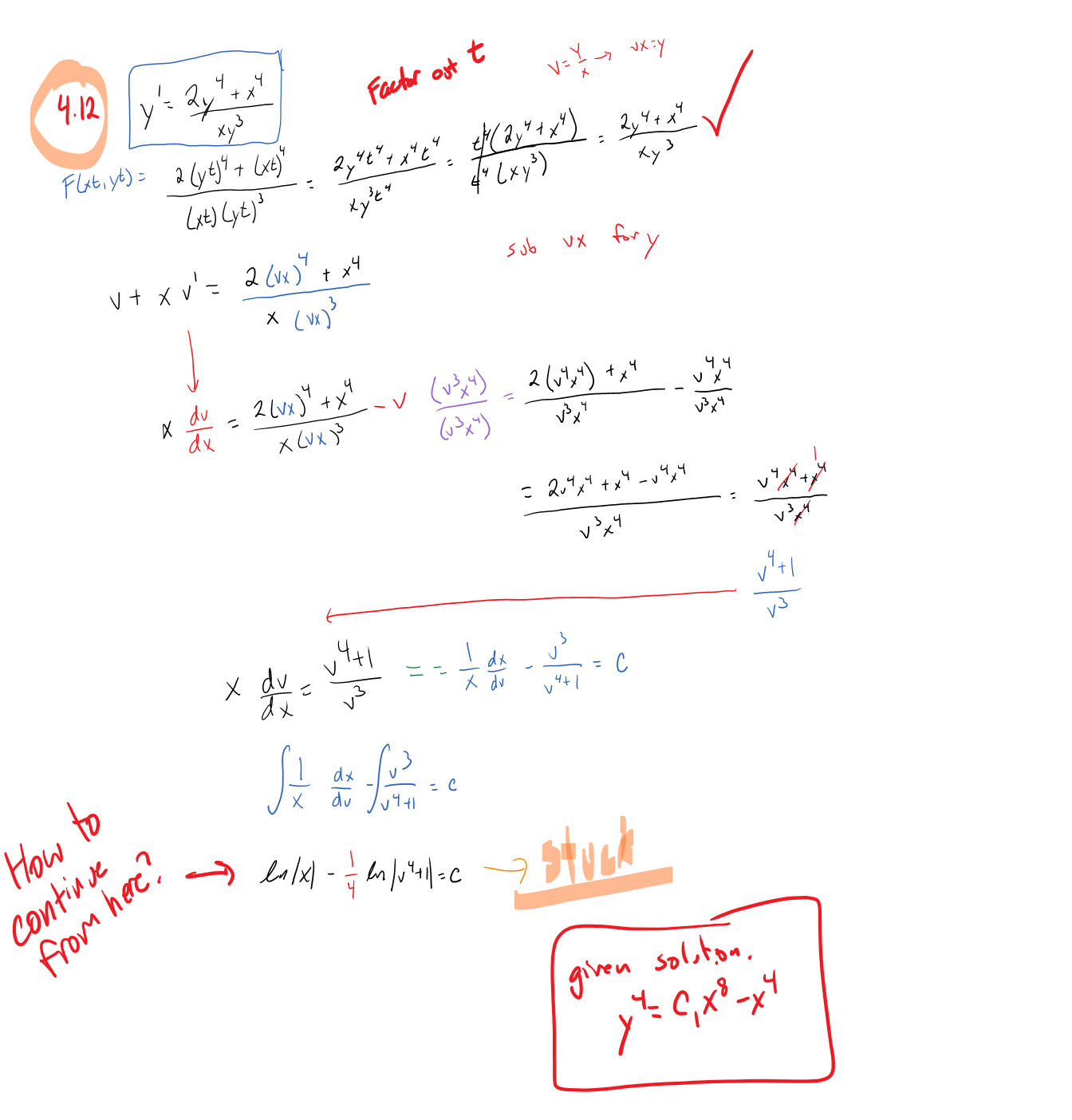 Solve Y 2 Y4 X 4 Xy 3 I Am Stuck On The Chegg Com