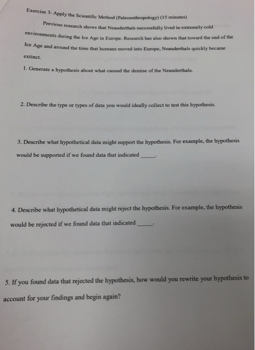 Solved Exercise 1: Apply the Scientific Method (Human | Chegg.com