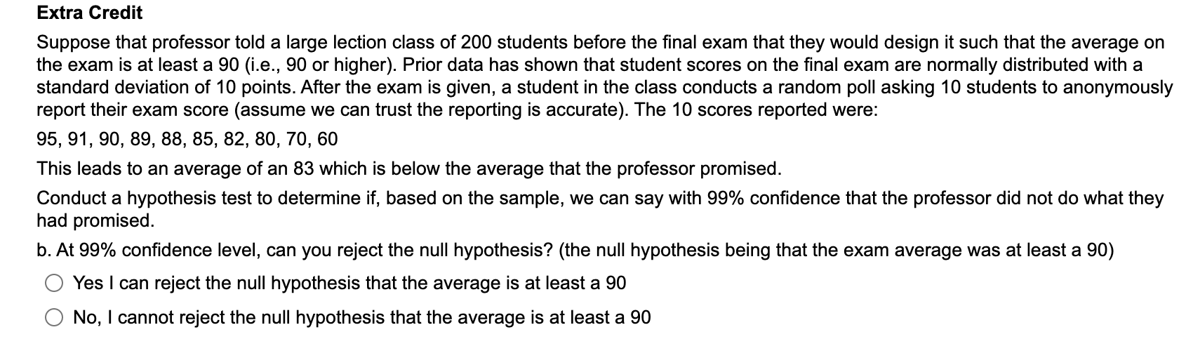 null hypothesis level of confidence