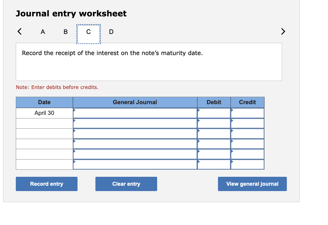 Solved Journal entry worksheet Record the receipt of the | Chegg.com