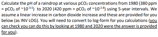 Solved Calculate the pH of a raindrop at various pCO2 | Chegg.com