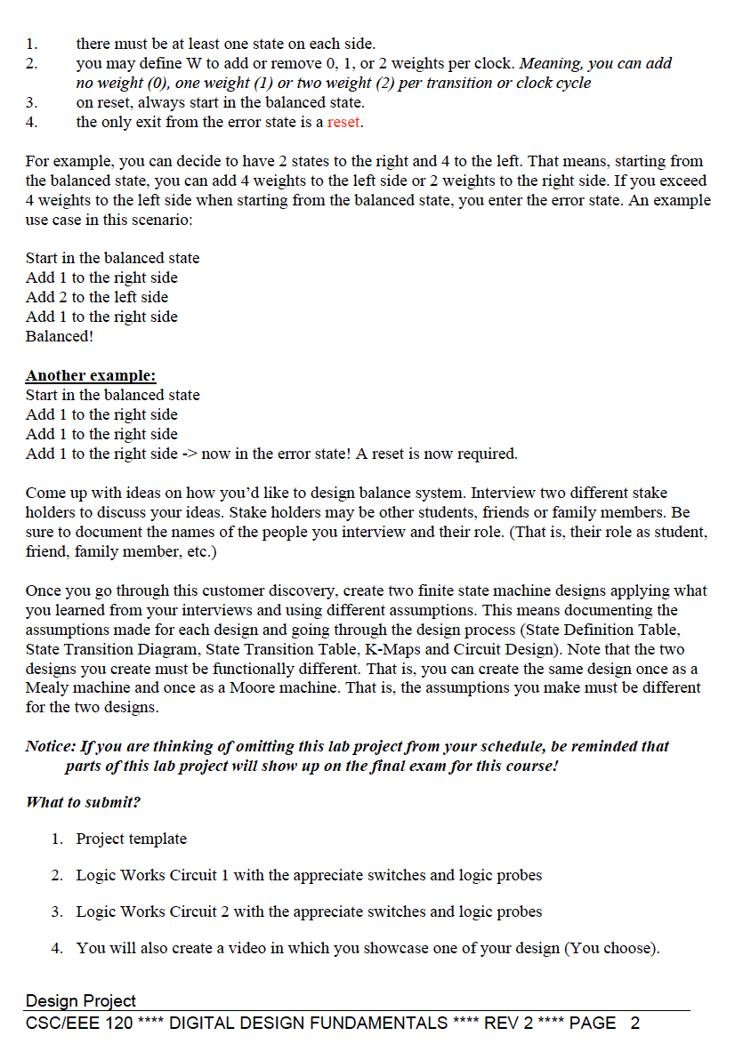 Solved EEE/CSC 120 Capstone Design Project Deliverables You