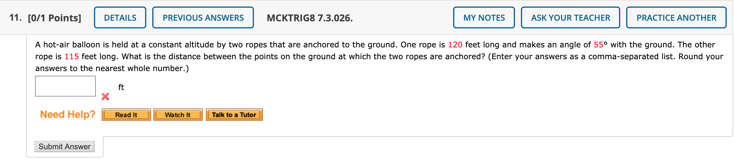 Solved 11. [0/1 Points] DETAILS PREVIOUS ANSWERS MCKTRIG8 | Chegg.com