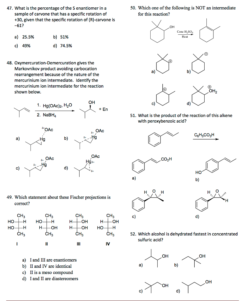 Solved 47. What is the percentage of the S enantiomer in a | Chegg.com