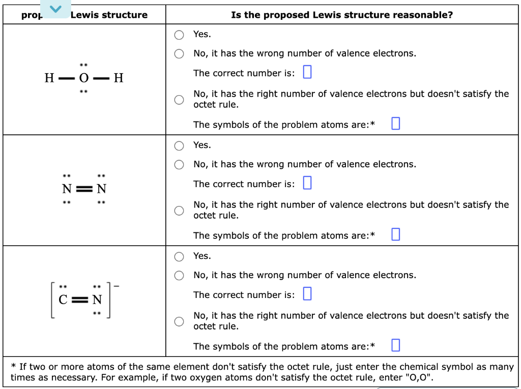 Solved prop Lewis structure .. H-O-H Is the proposed Lewis | Chegg.com