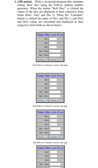 ppt - creating web documents: javascript form check &... Solved 1. (100 points) Write a Javascript program that | Chegg.com