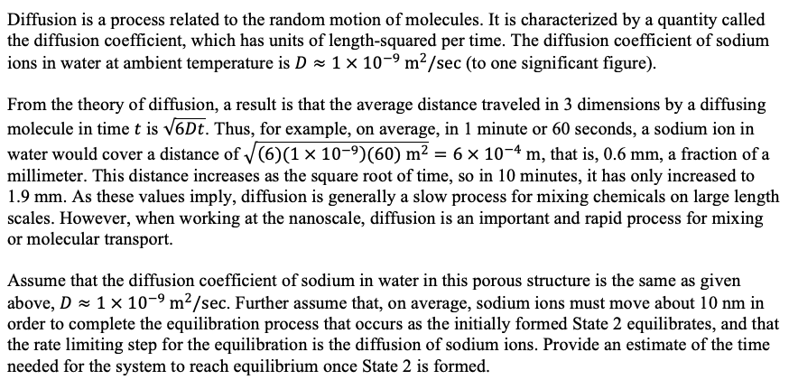 Solved Diffusion is a process related to the random motion | Chegg.com