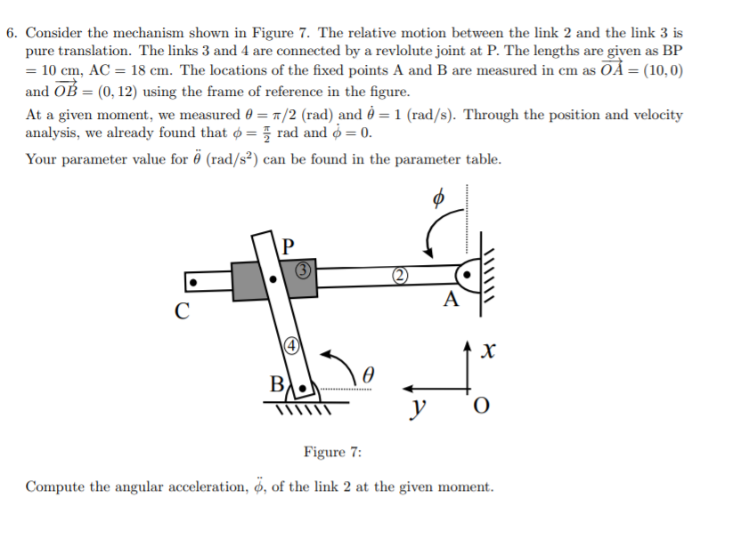 Solved 6. Consider the mechanism shown in Figure 7. The | Chegg.com