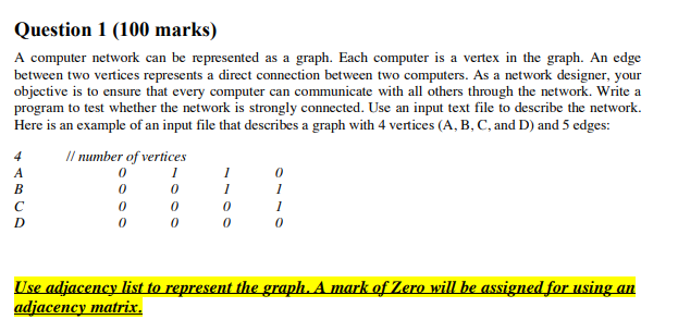 Question 1 (100 marks) A computer network can be | Chegg.com