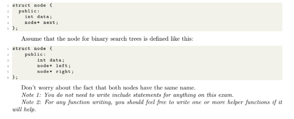 Solved 2 3 4 i struct node { public: int data; node* next; | Chegg.com
