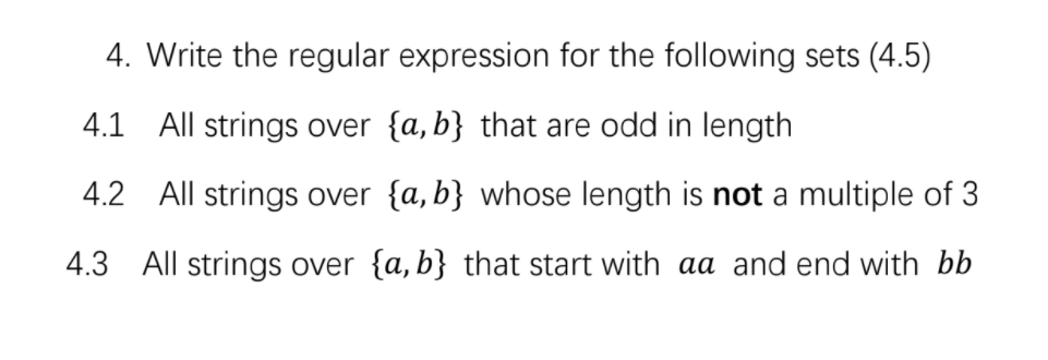 Solved 4. Write the regular expression for the following | Chegg.com