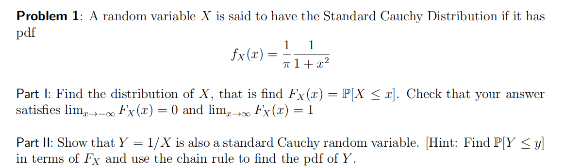 Solved Problem 1: A random variable X is said to have the | Chegg.com