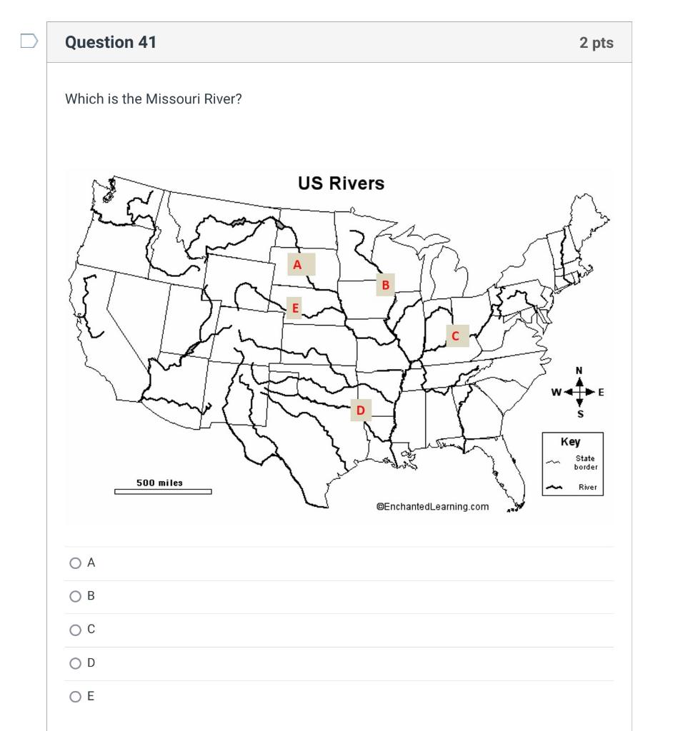 Solved Which is the Missouri River?At the time of the first | Chegg.com