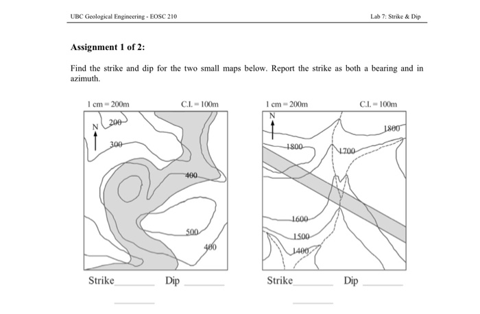 2 Point Strike Problem Solved UBC Geological Engineering- EOSC 210 Lab 7: Strike & | Chegg.com