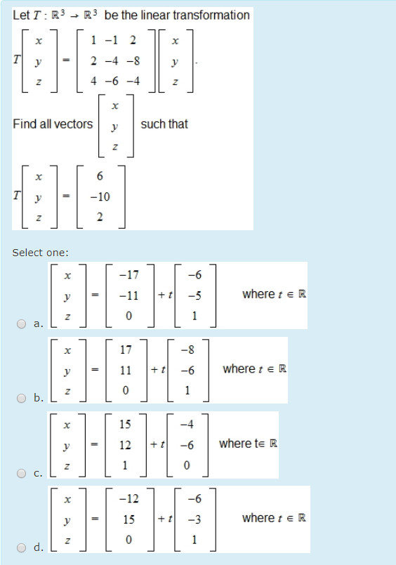 Solved Let T R3 R3 Be The Linear Transformation 1 1 1 2 2