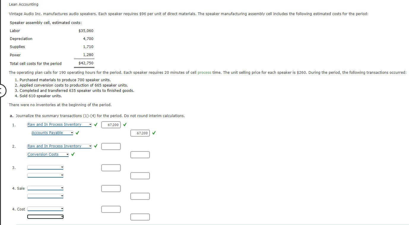 Solved Lean Accounting Speaker assembly cell, estimated | Chegg.com