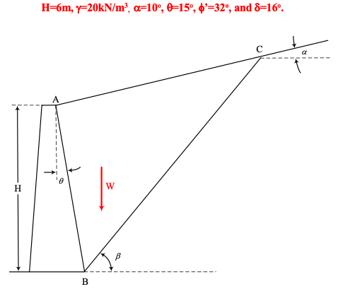 Solved Calculate the Coulomb Active and Passive Earth | Chegg.com