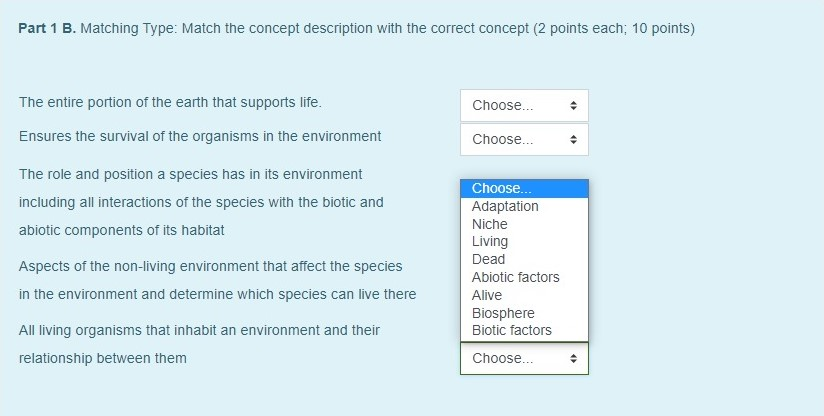 Solved Part 1 B. Matching Type: Match The Concept | Chegg.com