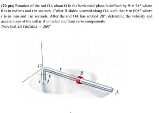 Solved (20 Pts) Rotation Of The Rod OA About O In The | Chegg.com