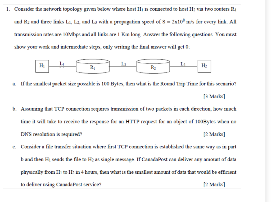 1. Consider the network topology given below where | Chegg.com