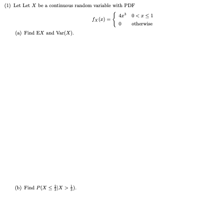 Solved (2) Let X be a continuous random variable with PDF | Chegg.com