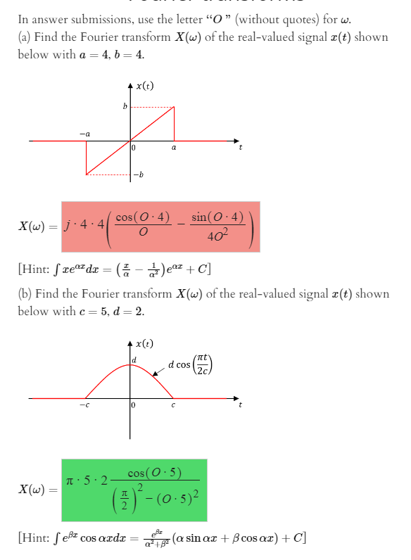 Solved In Answer Submissions Use The Letter O Without Chegg Com