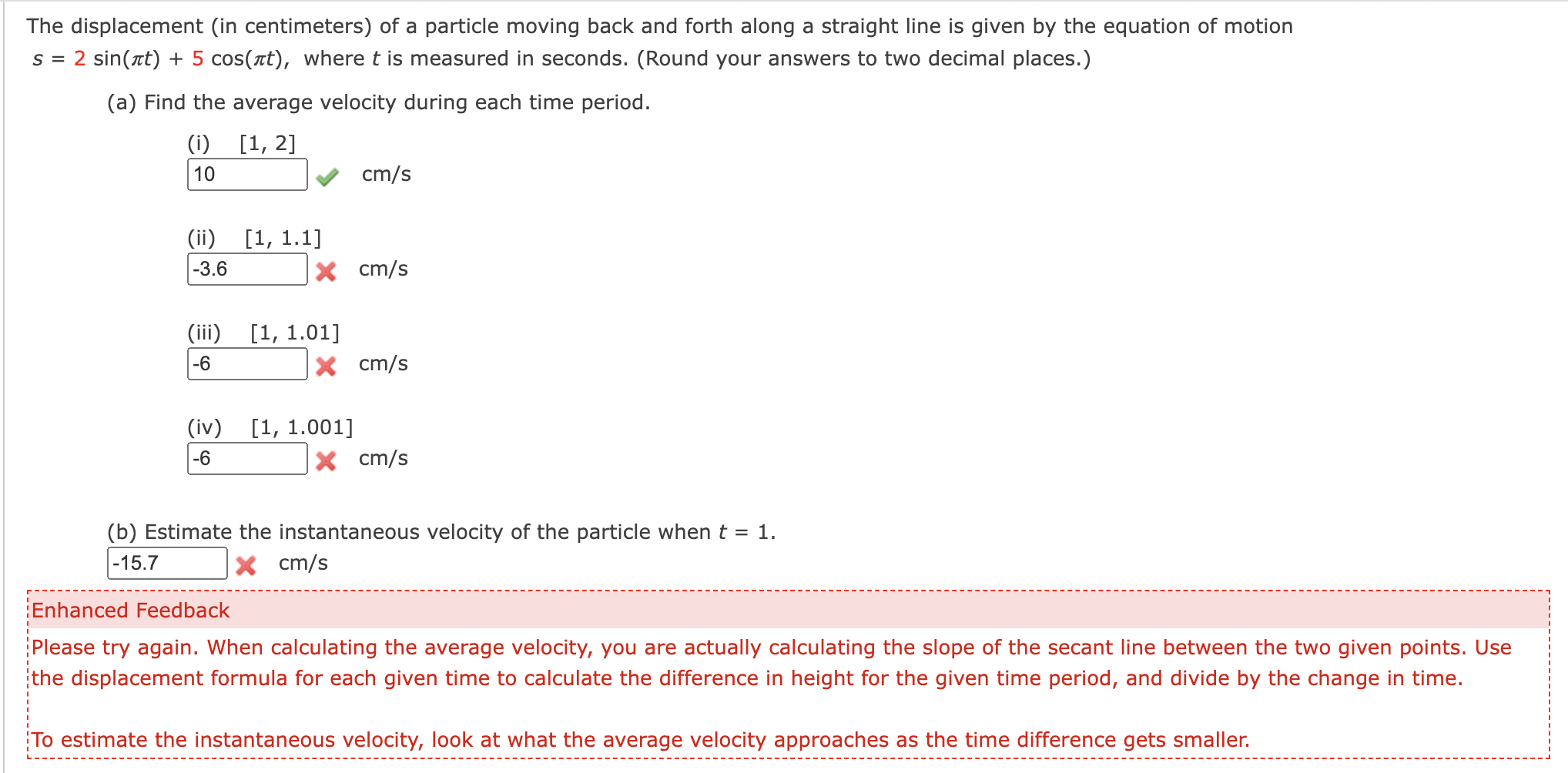 Solved The Displacement in Centimeters Of A Particle Chegg