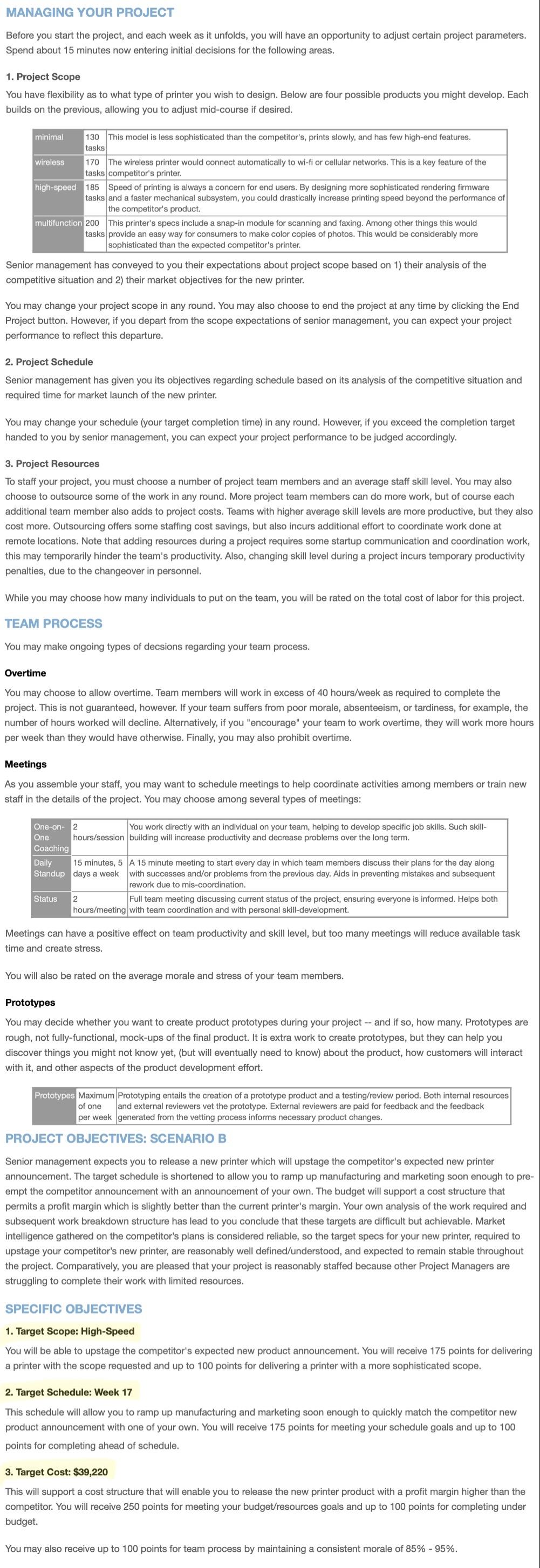 Harvard Project Management Simulation You are a | Chegg.com