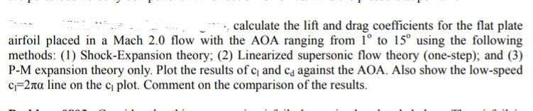 calculate the lift and drag coefficients for the flat | Chegg.com