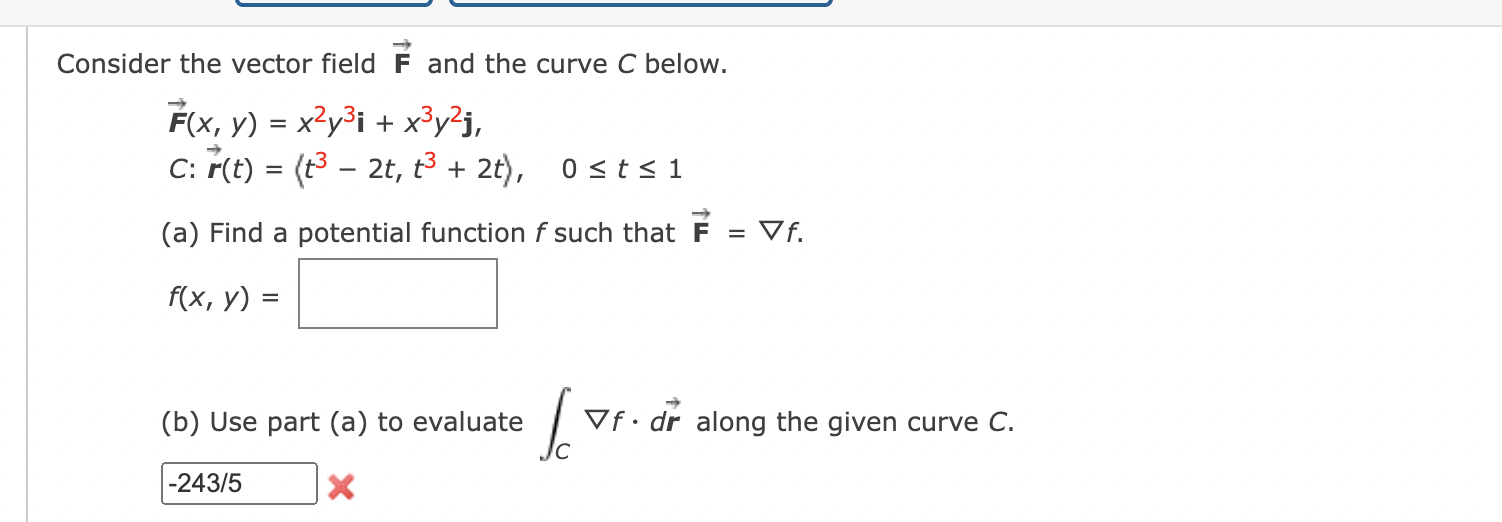 Solved Consider The Vector Field F And The Curve C Below