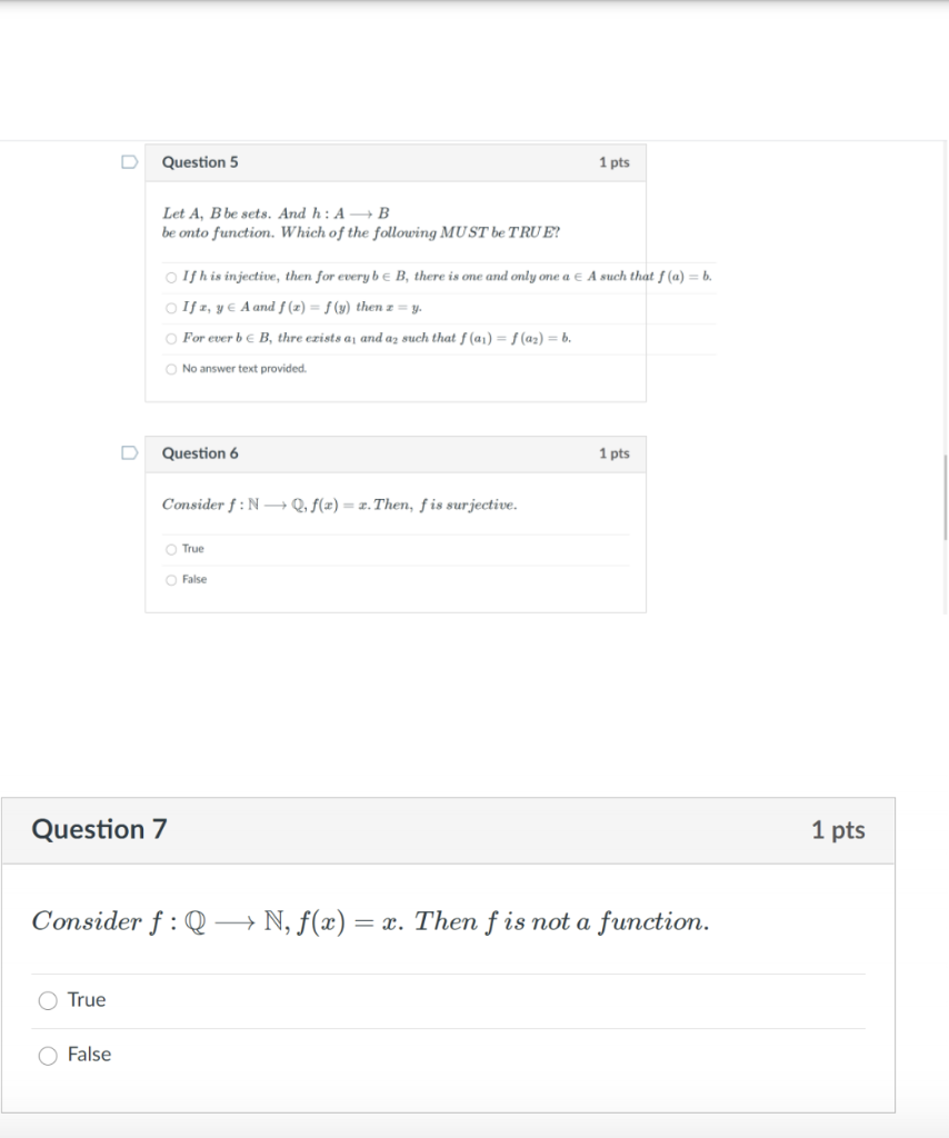 Solved D Question 2 1 pts Let A, B be sets and f CA x B. | Chegg.com