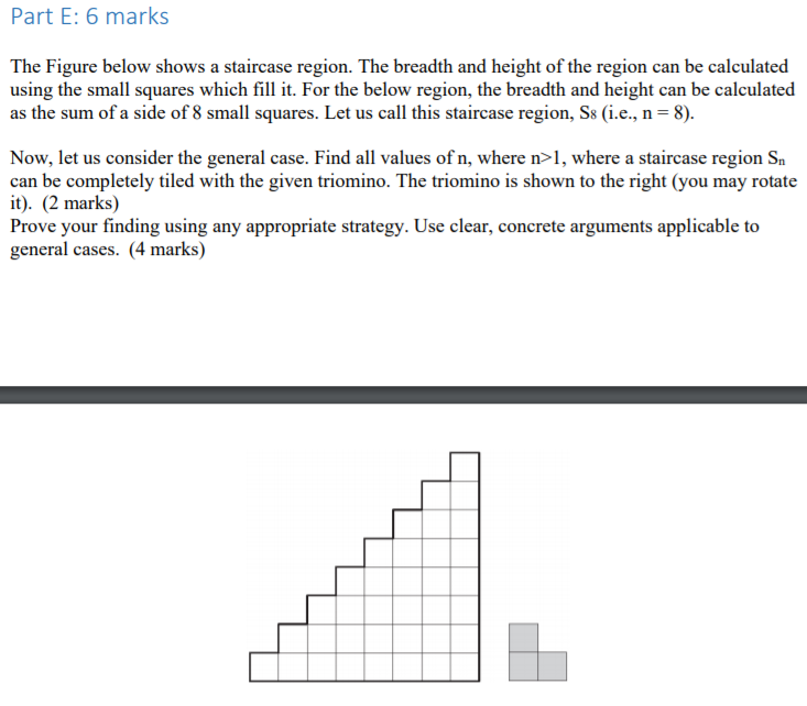 Solved Part E: 6 marks The Figure below shows a staircase | Chegg.com
