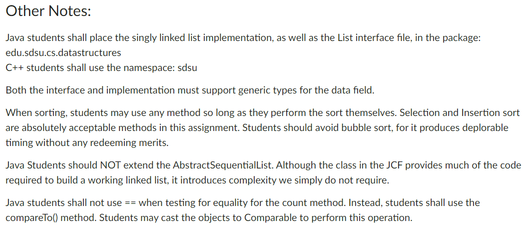 [IN JAVA] Need help creating a generic implementation | Chegg.com
